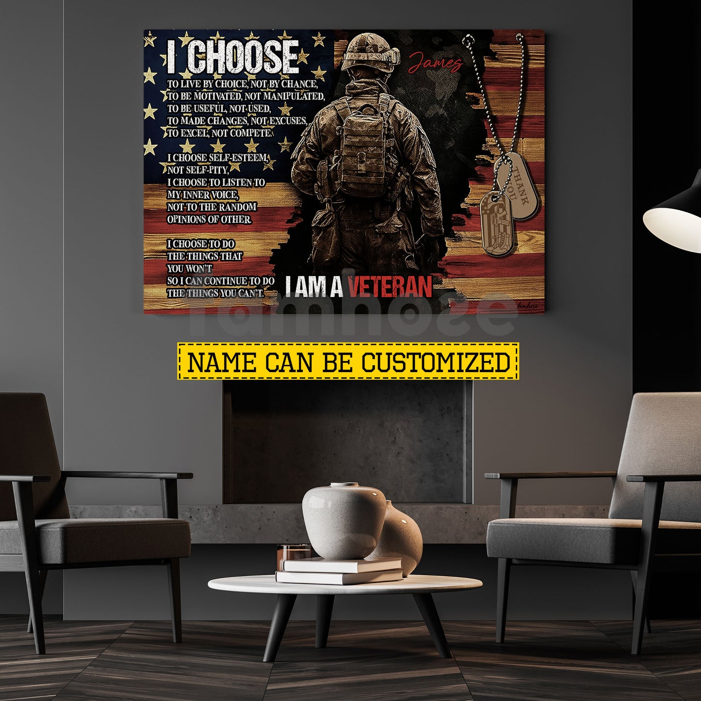 Personalized Veterans Canvas Painting, I Choose I'm A Veteran Wall Art Decor, Poster Gift For Former Soldiers
