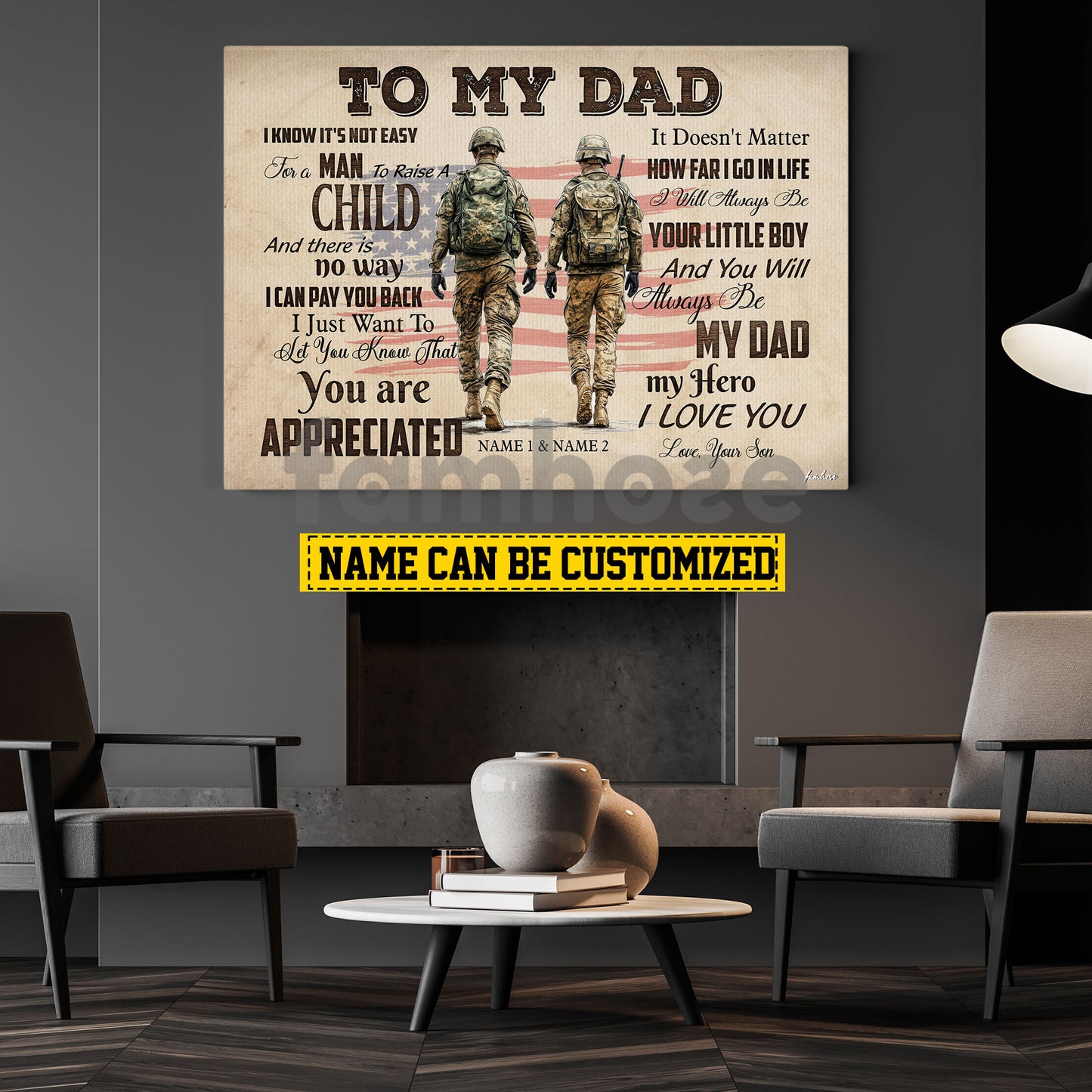 Personalized Army Dad Son Canvas Painting, To My Dad You Are Appreciated Wall Art Decor, Poster Father's Day Gift For Army Lovers