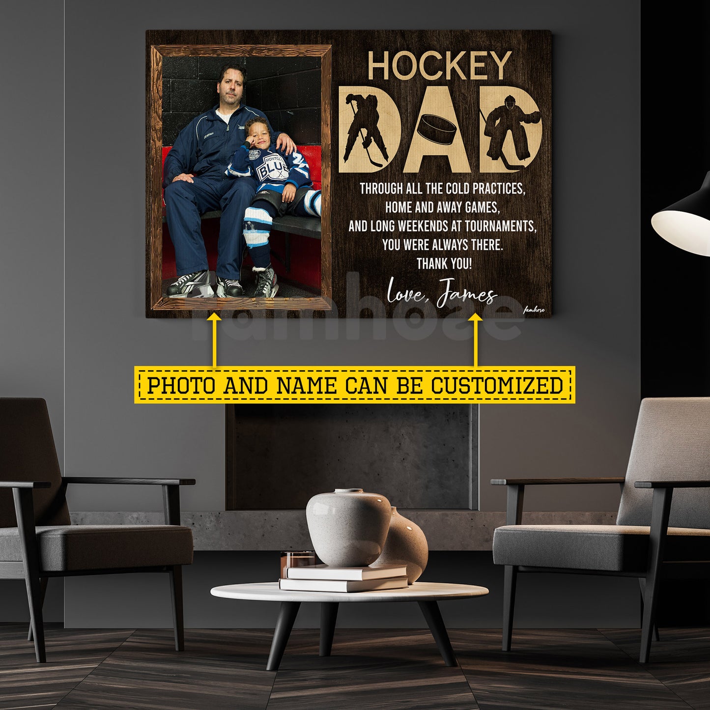 Personalized Hockey Dad Canvas Painting, Through All The Cold Practices Sport Wall Art Decor, Poster Father's Day Gift For Hockey Lover