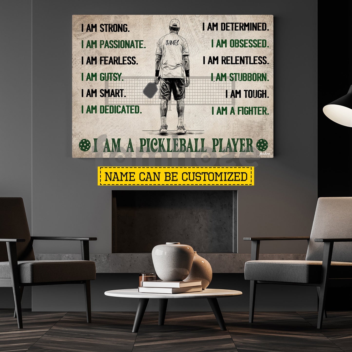 Personalized Pickleball Boy Canvas Painting, I Am A Pickleball Player Sport Wall Art Decor, Poster Gift For Pickleball Lover