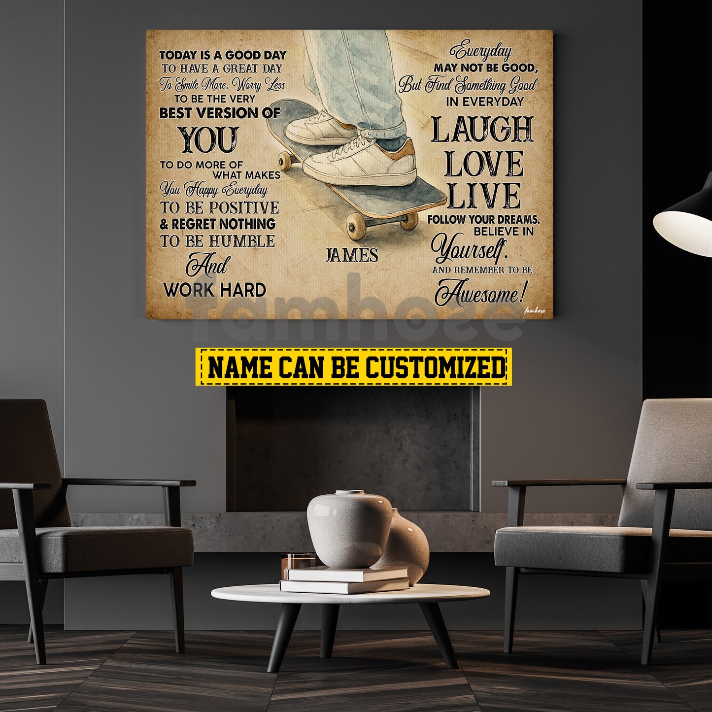 Motivational Personalized Skateboarding Canvas Painting, Today Is A Good Day Sport Wall Art Decor, Poster Gift For Skateboarding Lovers