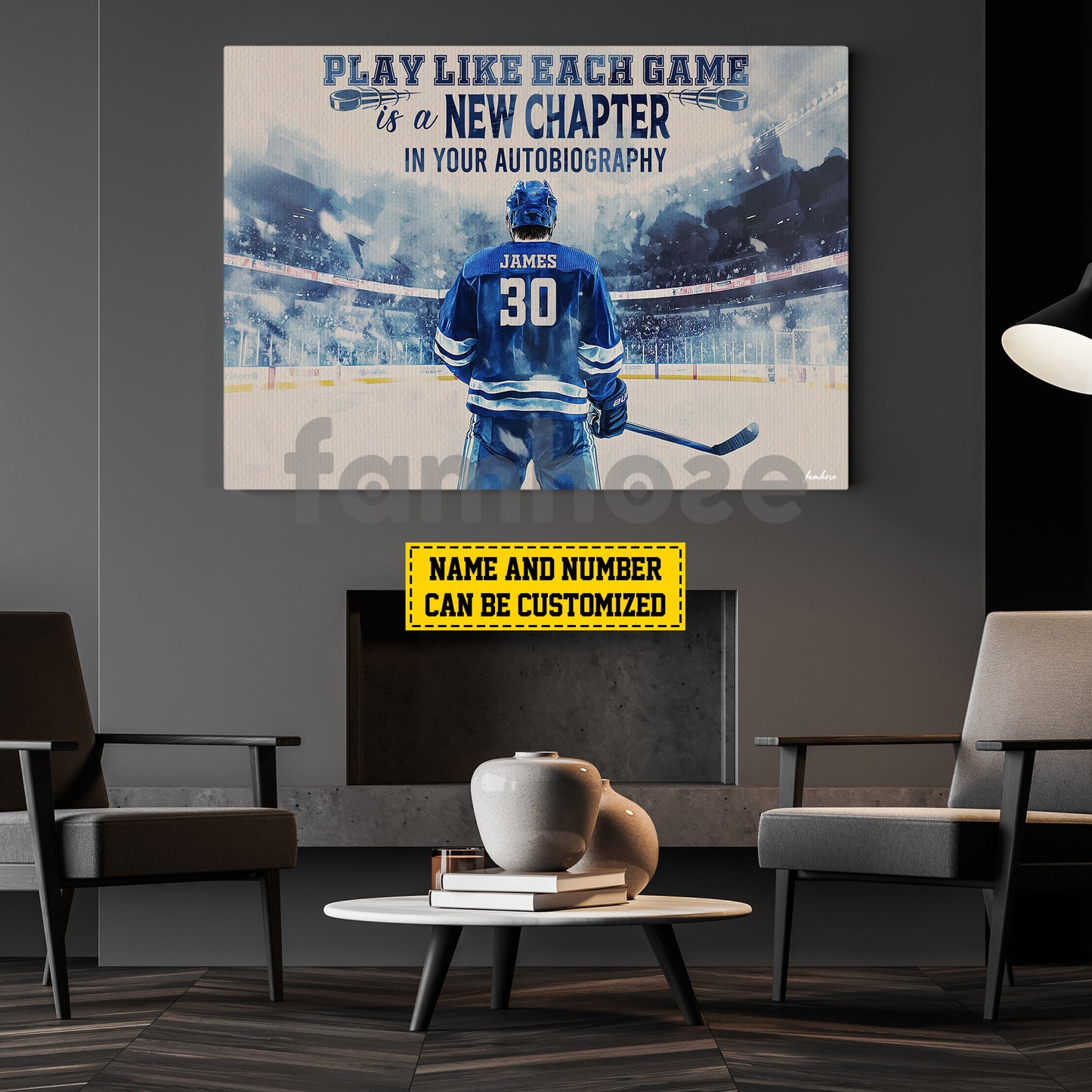 Motivational Personalized Hockey Man Canvas Painting, Play Like Each Game Sport Wall Art Decor, Poster Gift For Hockey Lovers