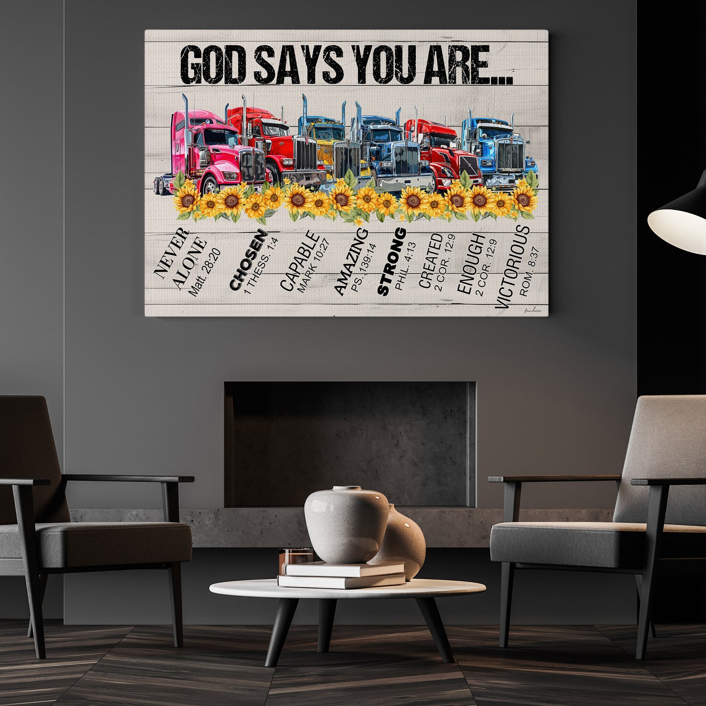 Interesting Trucker Canvas Painting, God Says You Are Wall Art Decor, Poster Gift For Truck Drivers