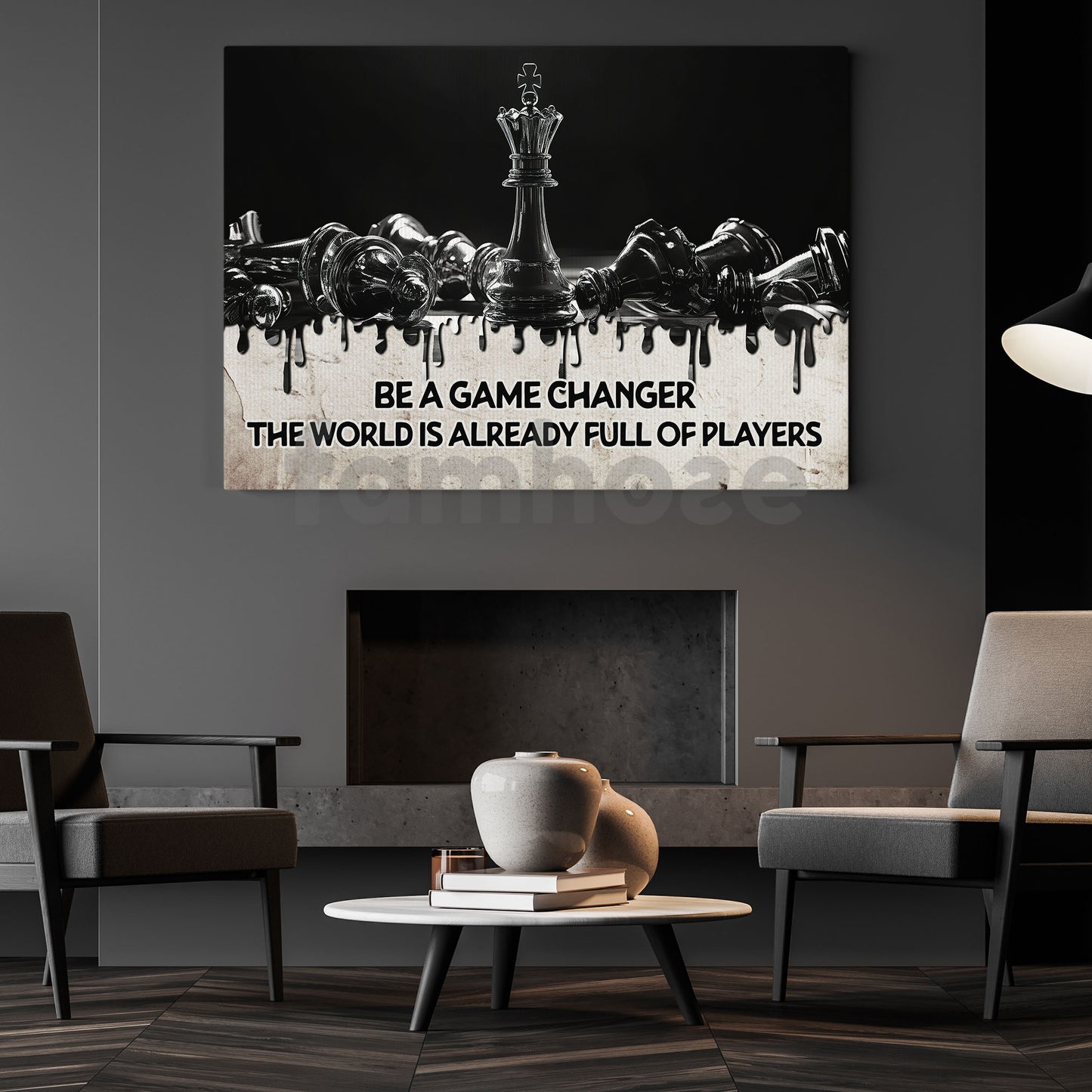 Be A Game Changer The World, Motivational Chess Wall Art Decor, Inspirational Canvas Painting, Poster Gift for Decoring Office, Living Room, or Workspace
