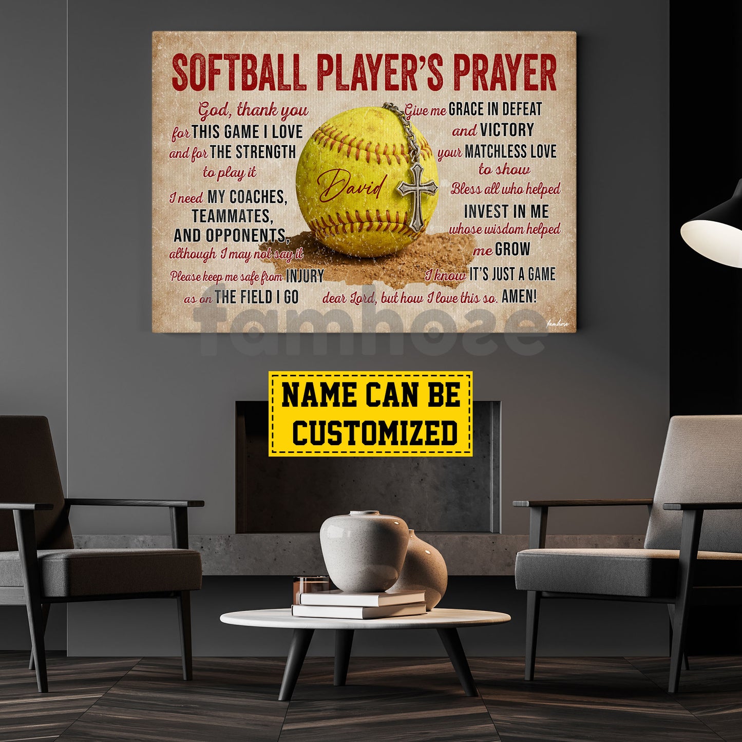Personalized Softball God Canvas Painting, Softball Player's Prayer Sport Wall Art Decor, Poster Gift For Softball Lovers, God Lovers
