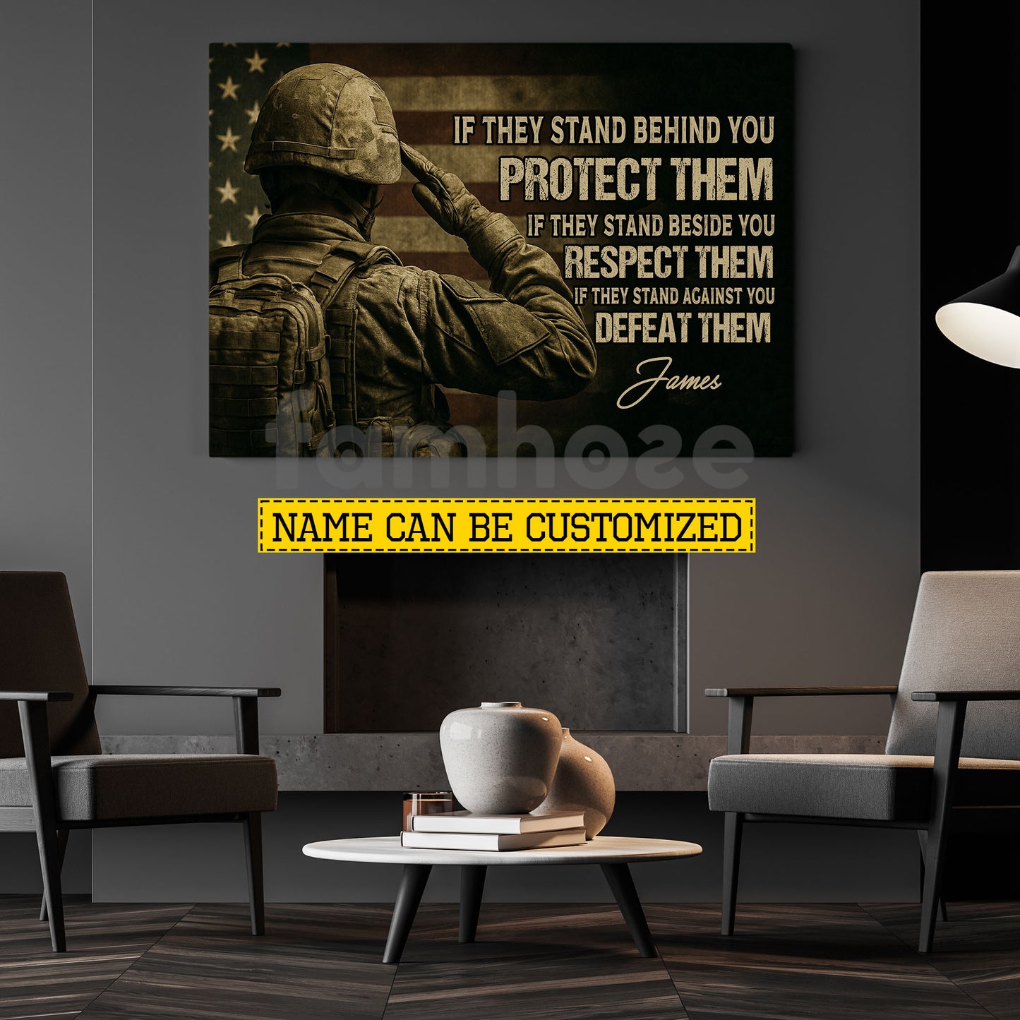 Personalized Veterans Day Canvas Painting, If They Stand Behind You Protect Them Wall Art Decor, Poster Gift For Former Soldiers