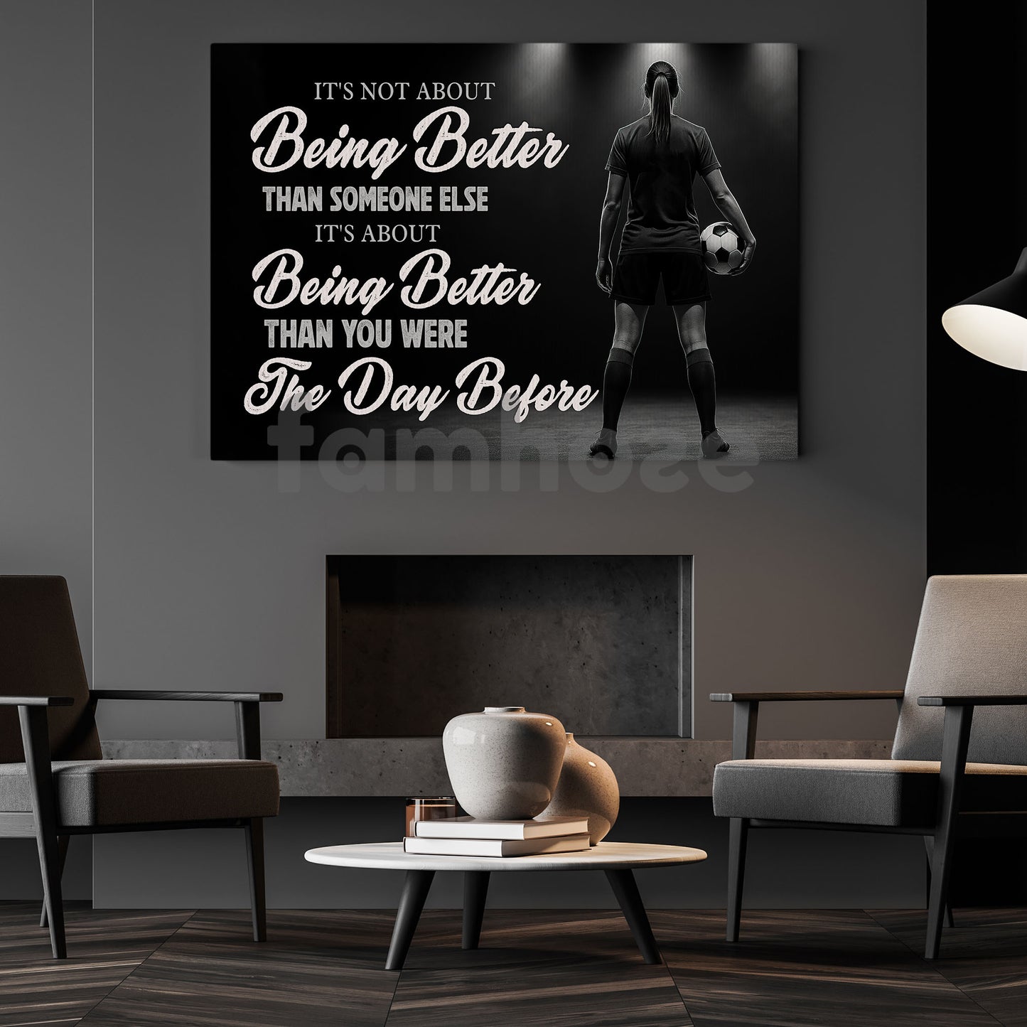 Motivational Soccer Girl Canvas Painting, It's About Being Better Wall Art Decor, Poster Gift For Soccer Lovers