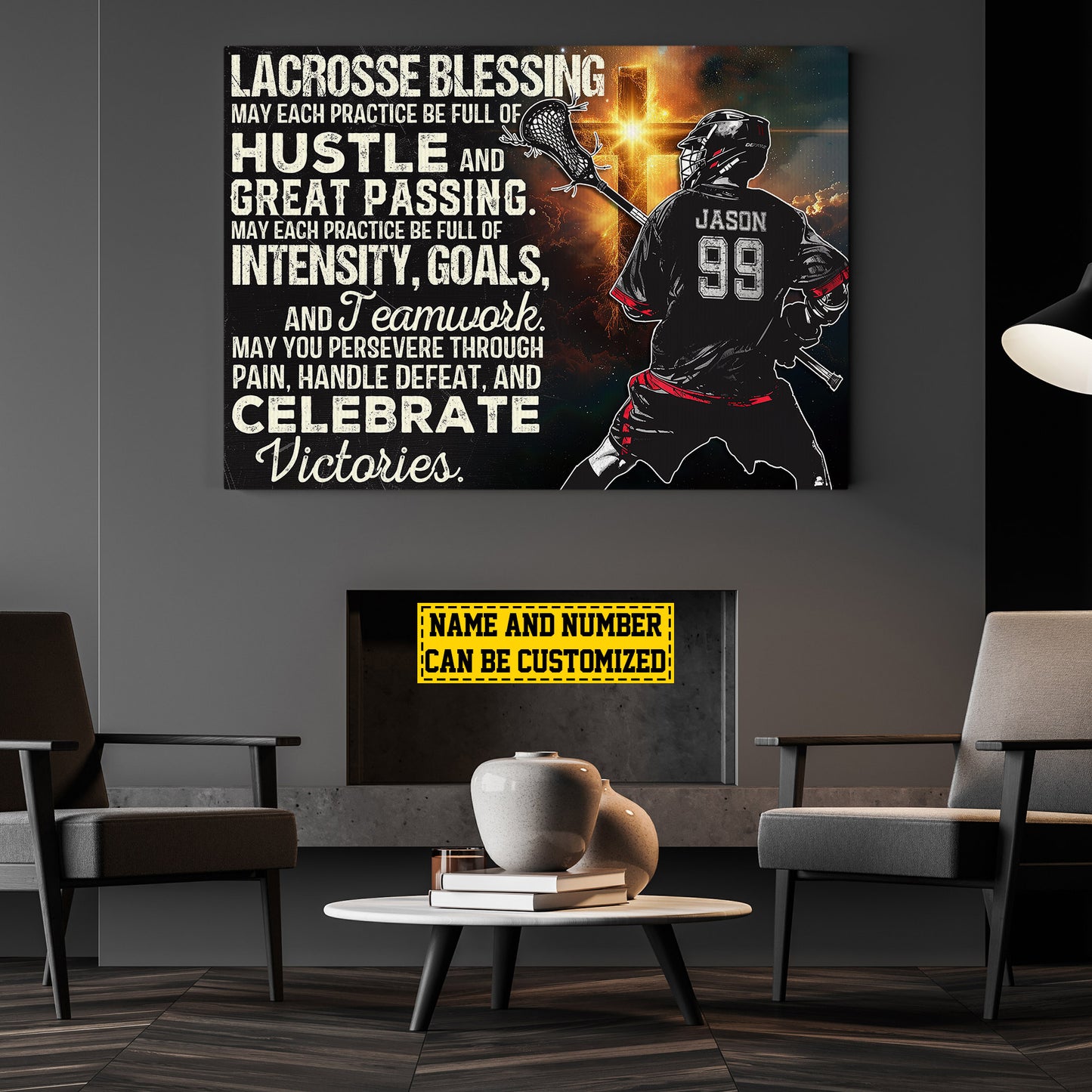 Personalized Motivational Lacrosse Canvas Painting, Lacrosse Blessing, Sports Quotes Wall Art Decor, Poster Gift For Lacrosse Lovers, Lacrosse Boys