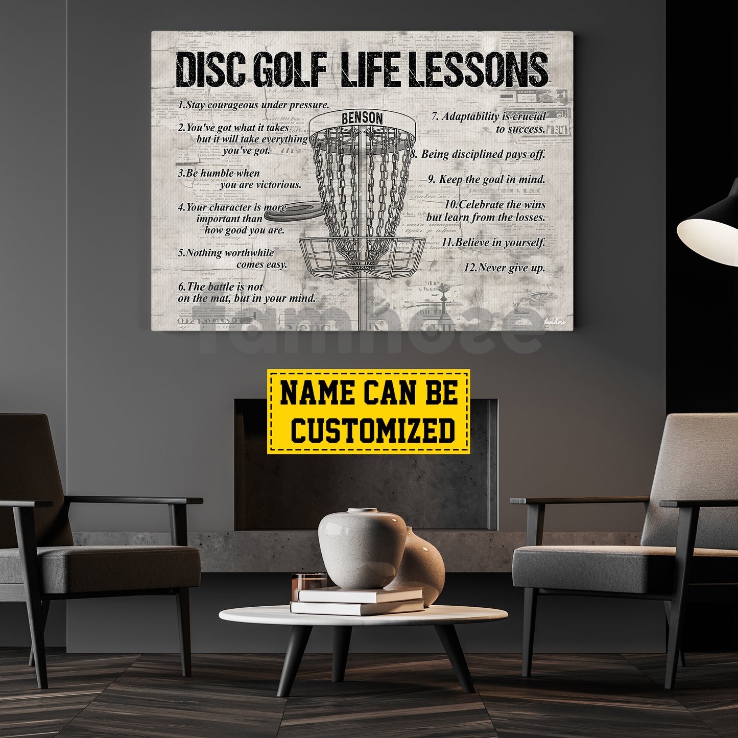Motivational Personalized Disc Golf Canvas Painting, Disc Golf Life Lessons Sport Wall Art Decor, Poster Gift For Disc Golf Lovers