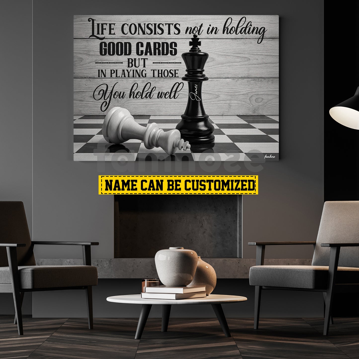 Personalized Chess Canvas Painting, Life Consists Not In Holding Good Cards Sport Wall Art Decor, Poster Gift For Chess Lovers