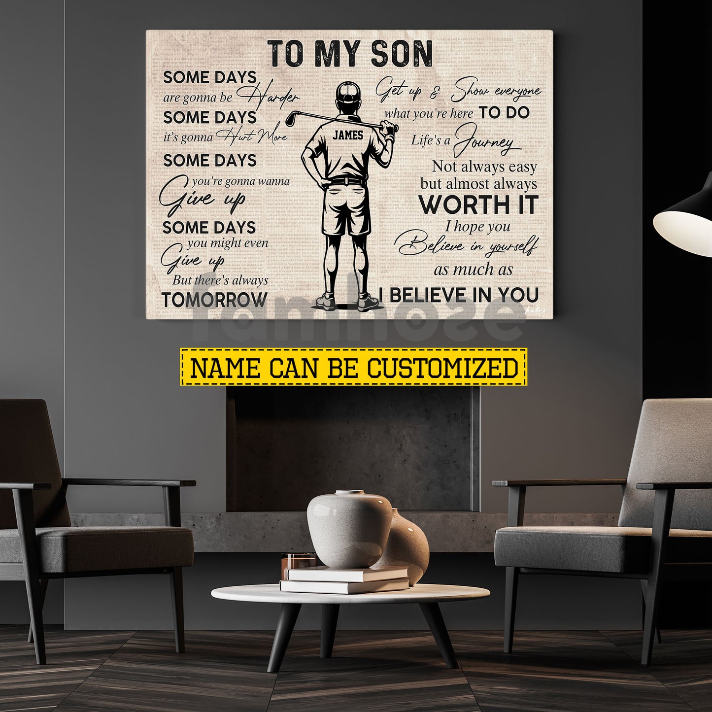 Personalized Golf Canvas Painting, To My Son I Believe In You Sport Wall Art Decor, Poster Gift For Golf Lover