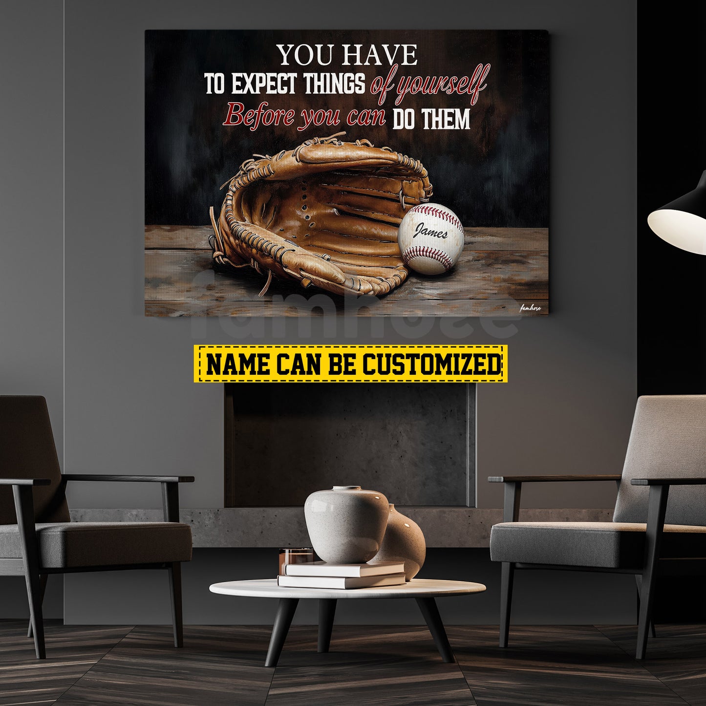 Personalized Baseball Canvas Painting, You Have To Expect Things Of Yourself Sport Wall Art Decor, Poster Gift For Baseball Lovers