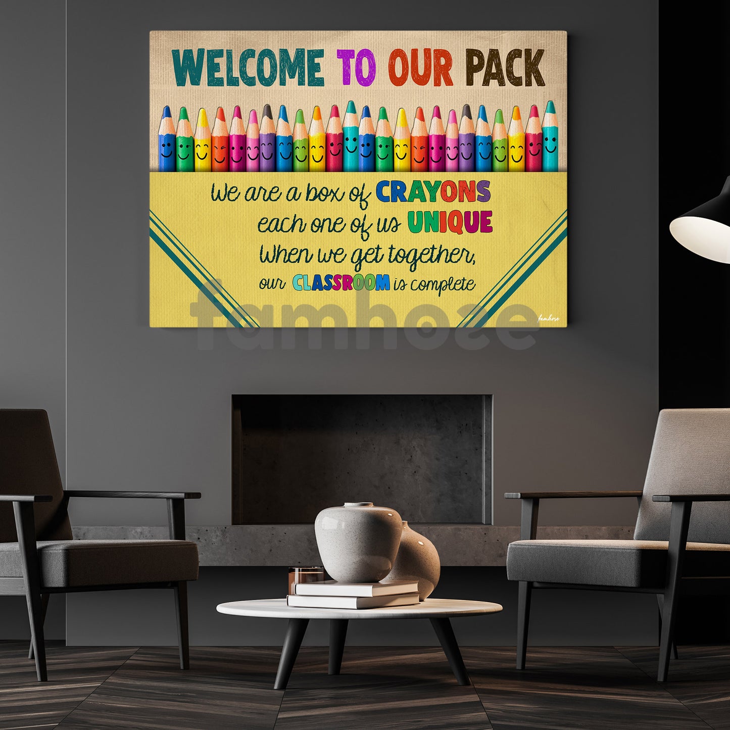 Funny Motivational Saying Classroom Canvas Painting, Welcome To Our Pack Study Room Wall Art Decor, Poster Gift For Learning Space, Classroom