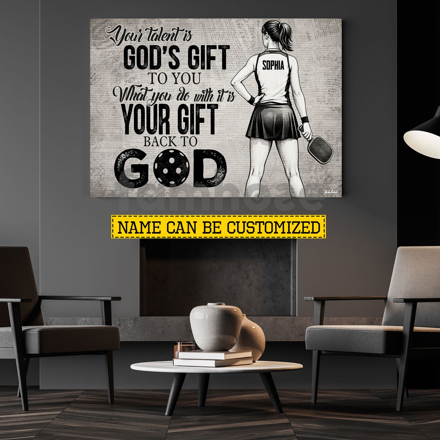 Personalized Pickleball Girl Canvas Painting, Your Talent Is God's Gift To You Sport Wall Art Decor, Poster Gift For Christians, Pickleball Lover