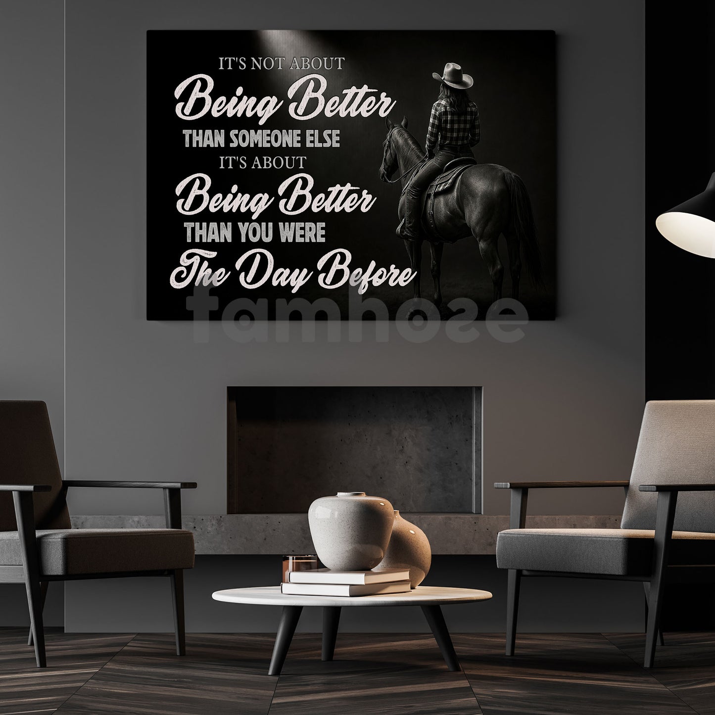 Motivational Cowgirl Canvas Painting, It's About Being Better Wall Art Decor, Poster Gift For Cowgirl Lovers