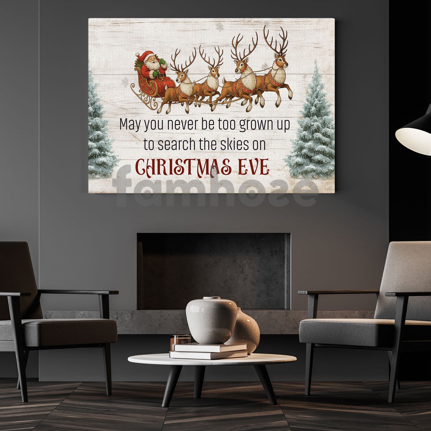 Christmas Quote Canvas Painting, May You Never Be Too Grown Up Wall Art Decor, Poster Gift To Decor House Or Office