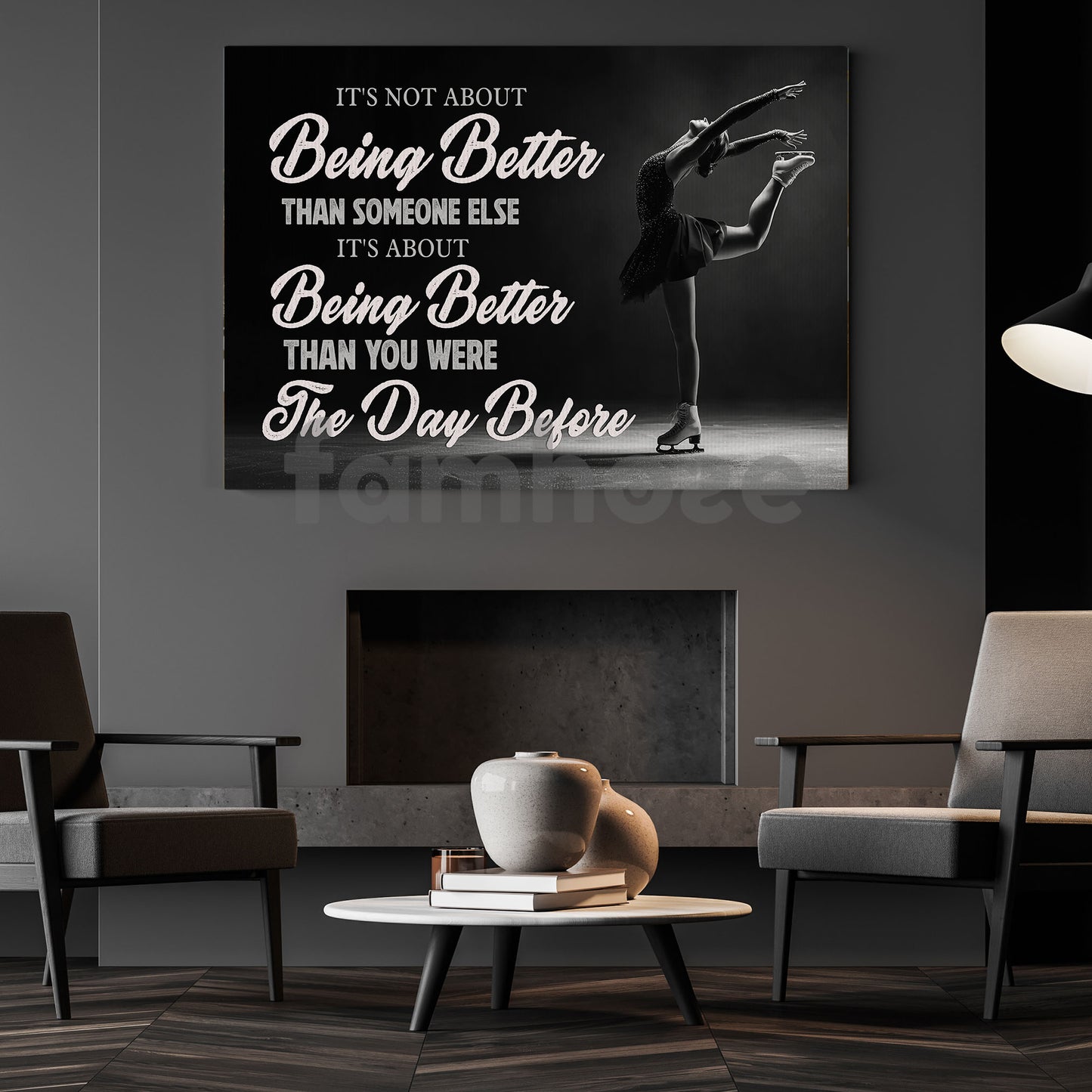 Motivational Ice Skating Girl Canvas Painting, It's About Being Better Wall Art Decor, Poster Gift For Ice Skating Lovers