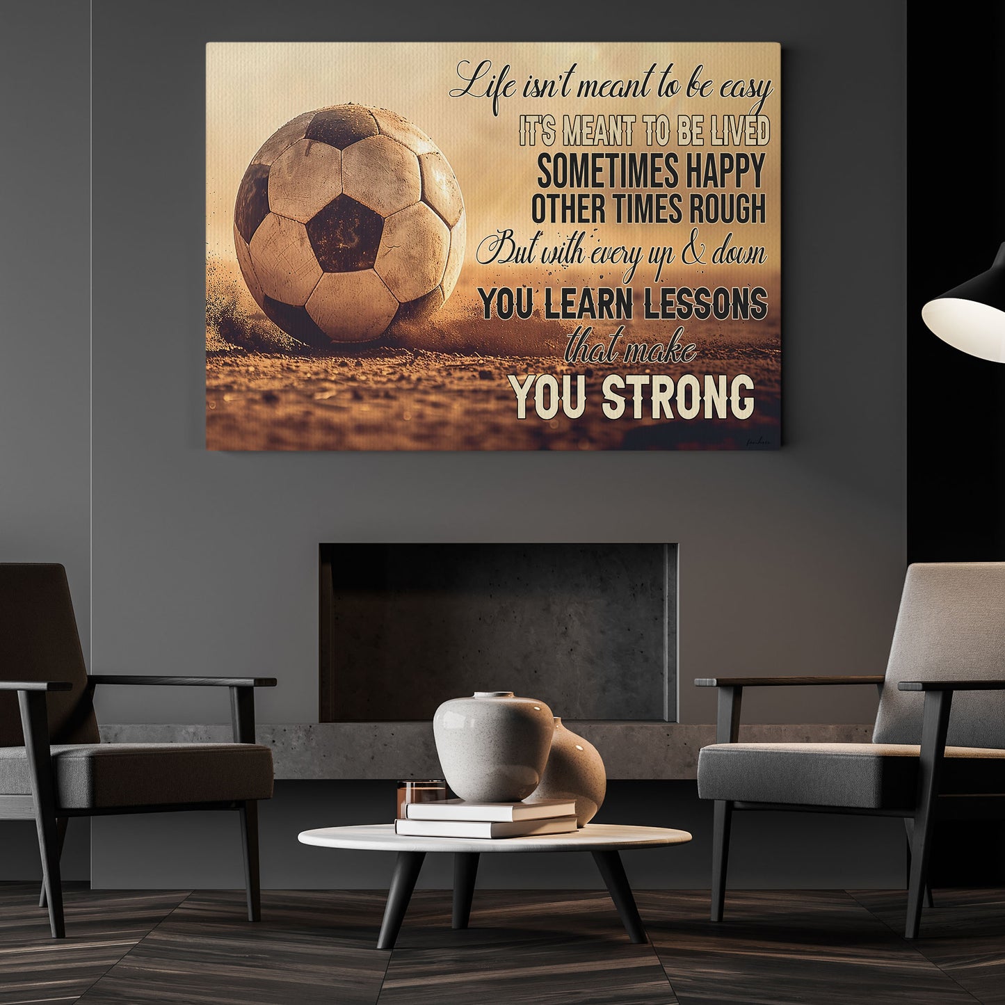 Motivational Soccer Canvas Painting, Life Isn't Meant To Be Easy, Sports Quotes Wall Art Decor, Poster Gift For Soccer Lovers, Soccer Players