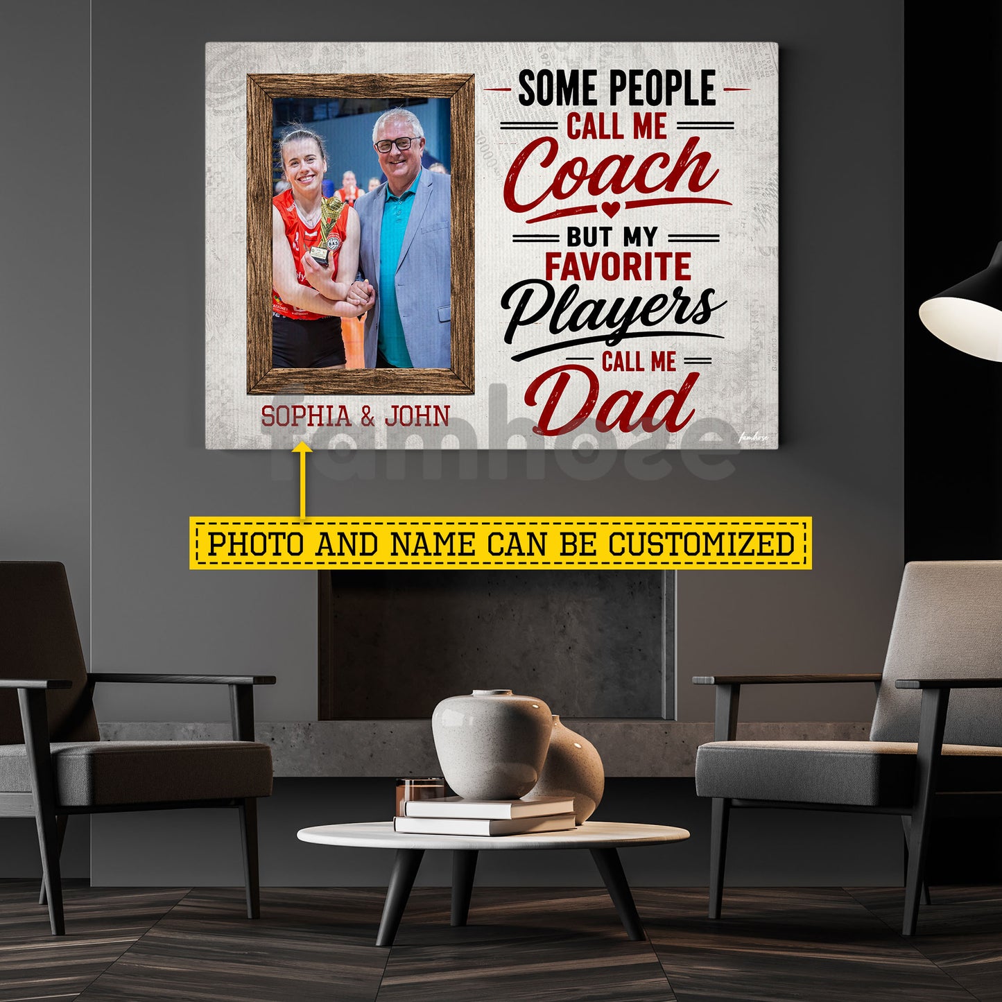 Personalized Volleyball Dad Daughter Canvas Painting, Some People Call Me Coach Sport Wall Art Decor, Poster Father's Day Gift For Volleyball Lover