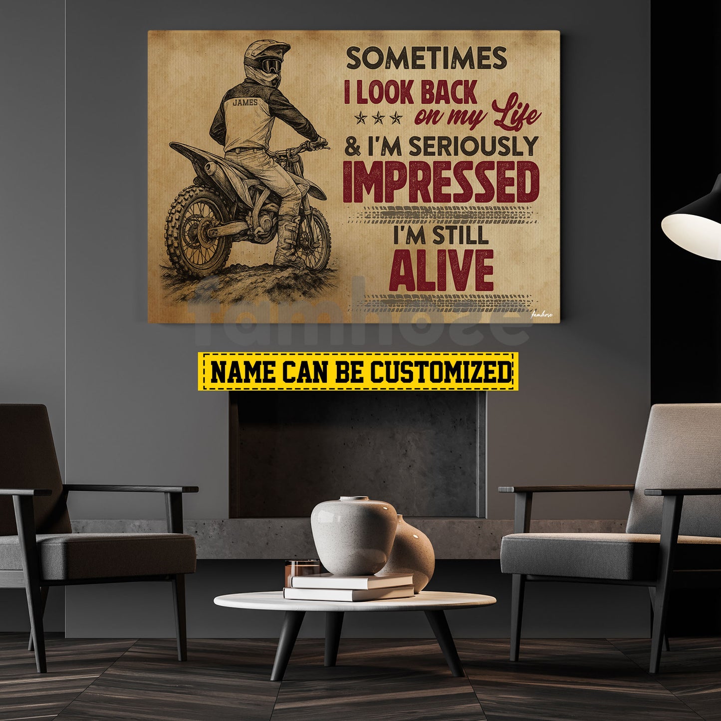 Funny Personalized Dirt Bike Boy Canvas Painting, I'm Still Alive Wall Art Decor, Poster Gift For Motocross Lovers