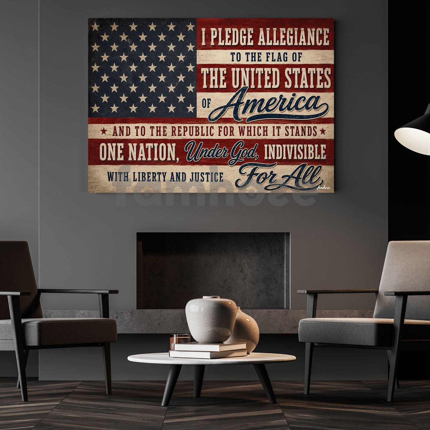 July 4th Canvas Painting, One Nation Under God Wall Art Decor, Independence Day Poster Gift For Christian