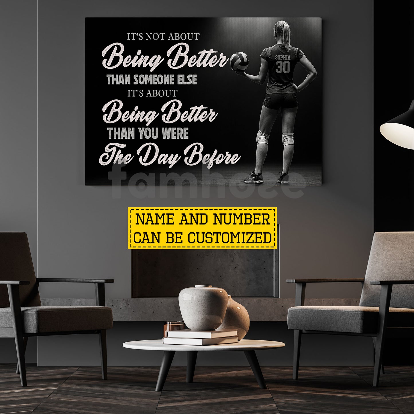 Personalized Volleyball Girl Canvas Painting, It's Not About Being Better Sport Wall Art Decor, Poster Gift For Volleyball Lovers