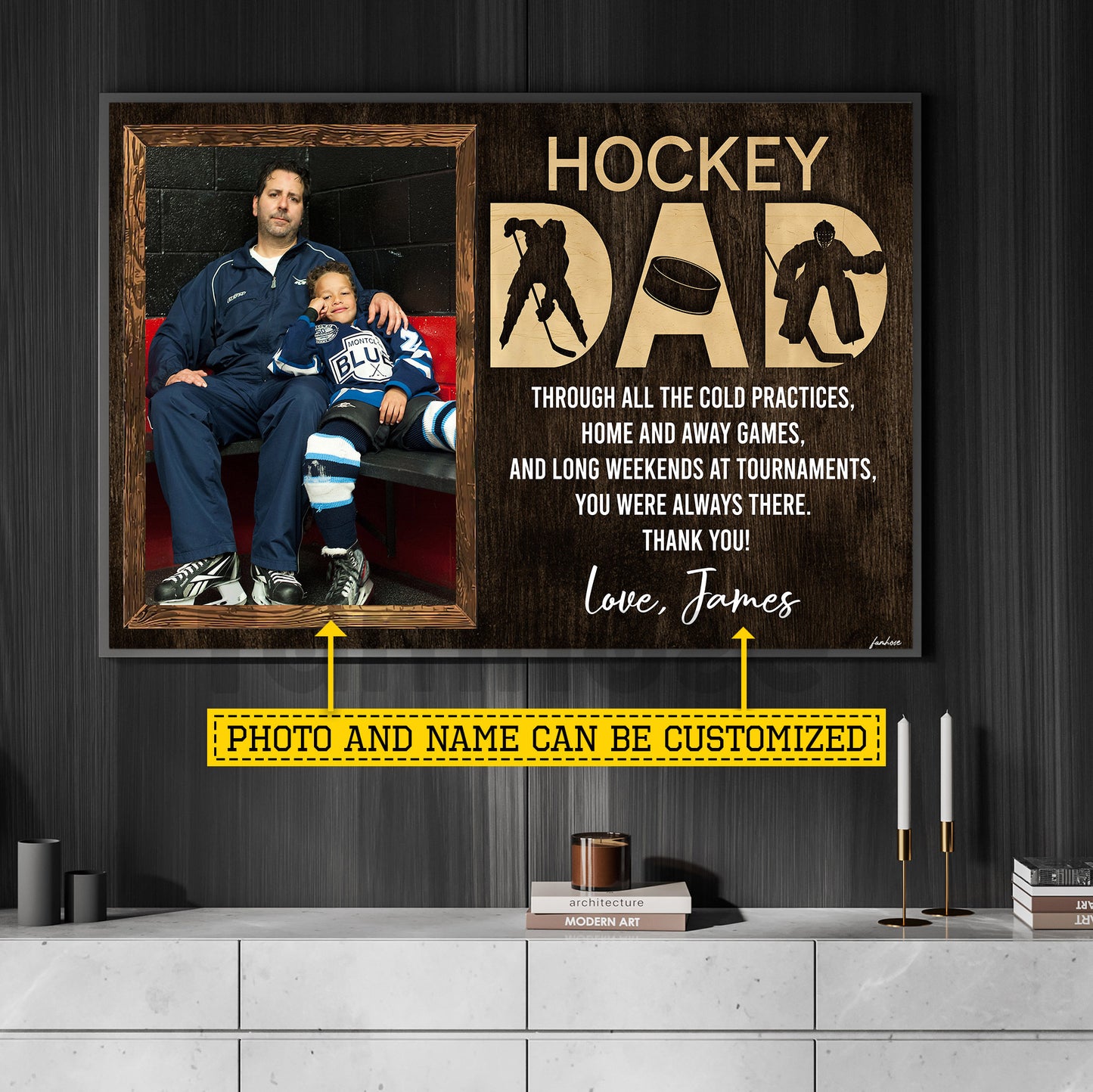 Personalized Hockey Dad Canvas Painting, Through All The Cold Practices Sport Wall Art Decor, Poster Father's Day Gift For Hockey Lover