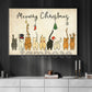 Funny Christmas Cat Canvas Painting, Meowy Christmas Wall Art Decor, Poster Gift For Cat Lovers