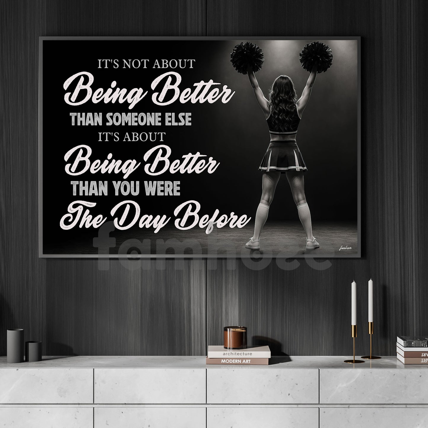 Motivational Cheerleading Girl Canvas Painting, It's About Being Better Wall Art Decor, Poster Gift For Cheerleading Lovers