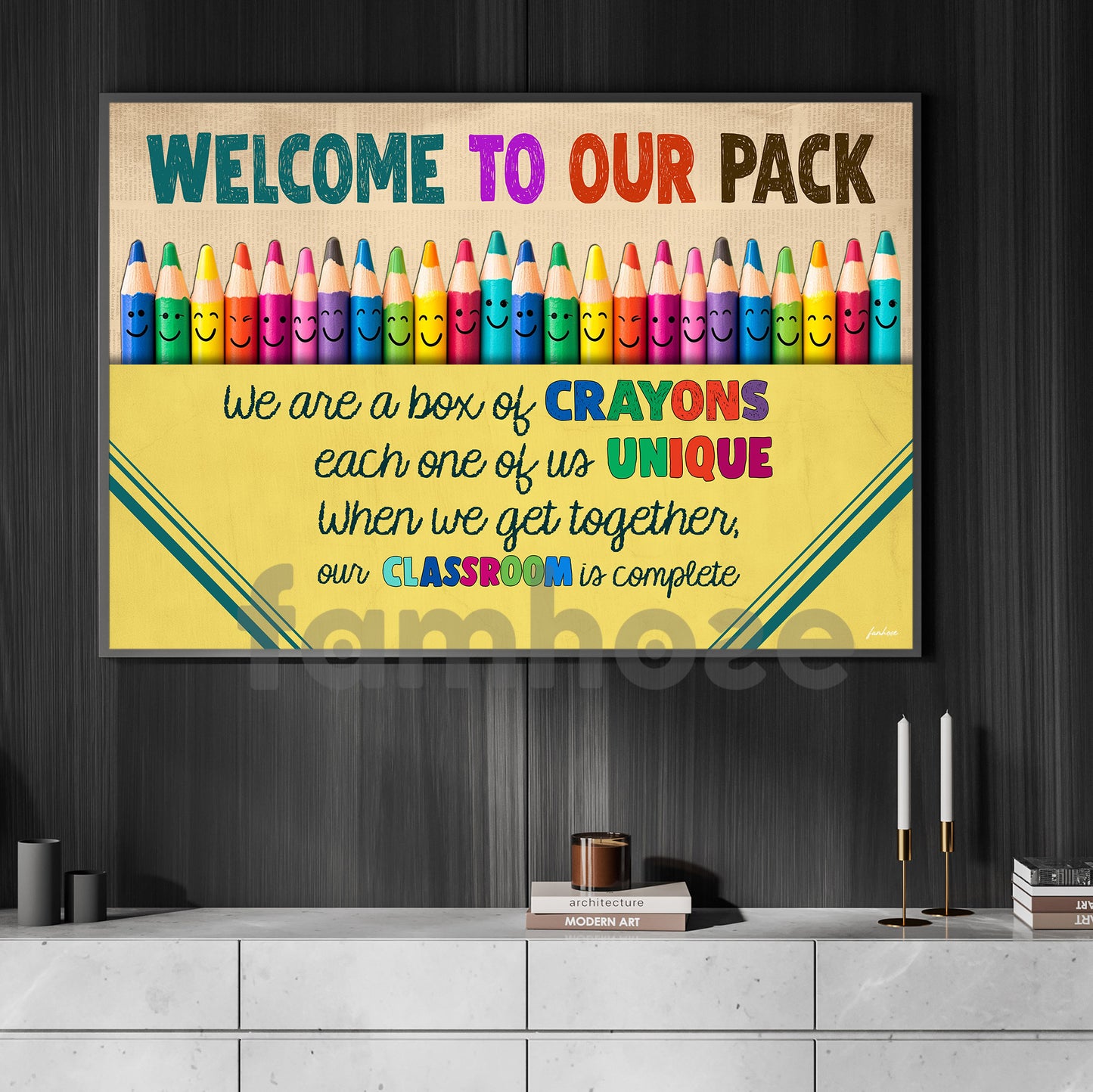 Funny Motivational Saying Classroom Canvas Painting, Welcome To Our Pack Study Room Wall Art Decor, Poster Gift For Learning Space, Classroom