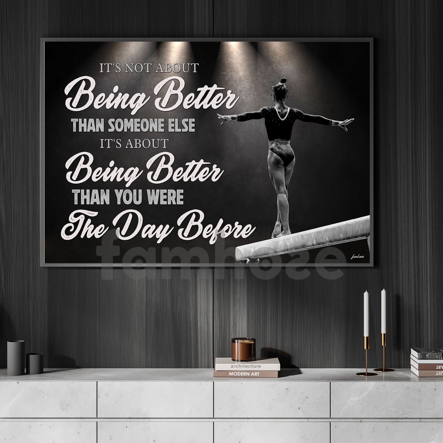 Motivational Gymnastic Girl Canvas Painting, It's About Being Better Than You Were The Day Before Wall Art Decor, Poster Gift For Gymnastics Lovers
