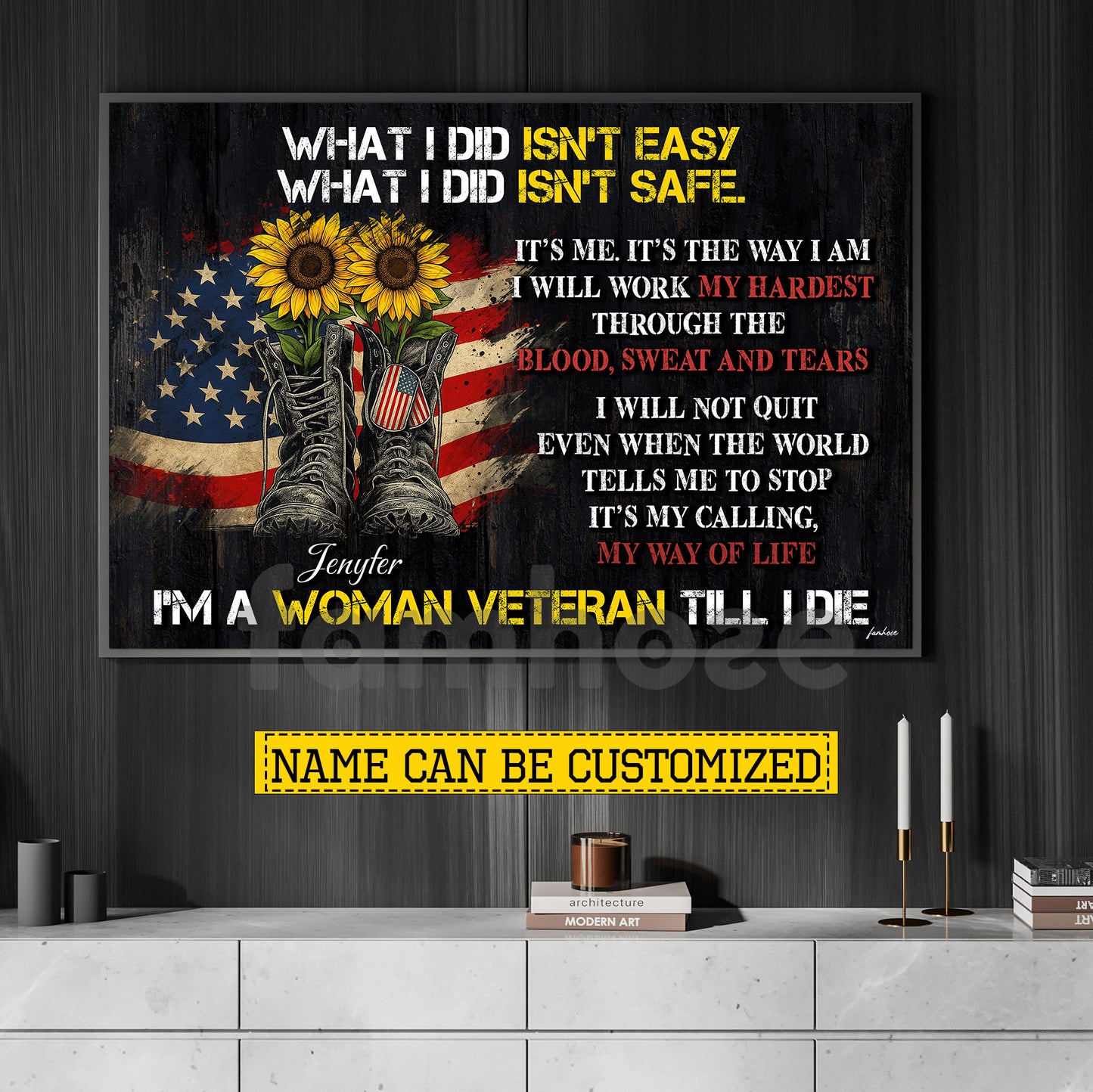Personalized Women Veterans Canvas Painting, I'm A Woman Veteran Till I Die Wall Art Decor, Poster Gift For Former Soldiers