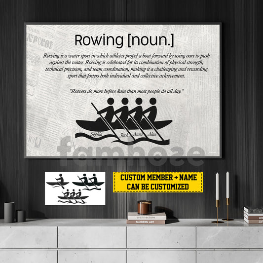 Personalized Rowing Canvas Painting, Rowing Is A Water Sport Wall Art Decor, Poster Gift For Rowing Lover