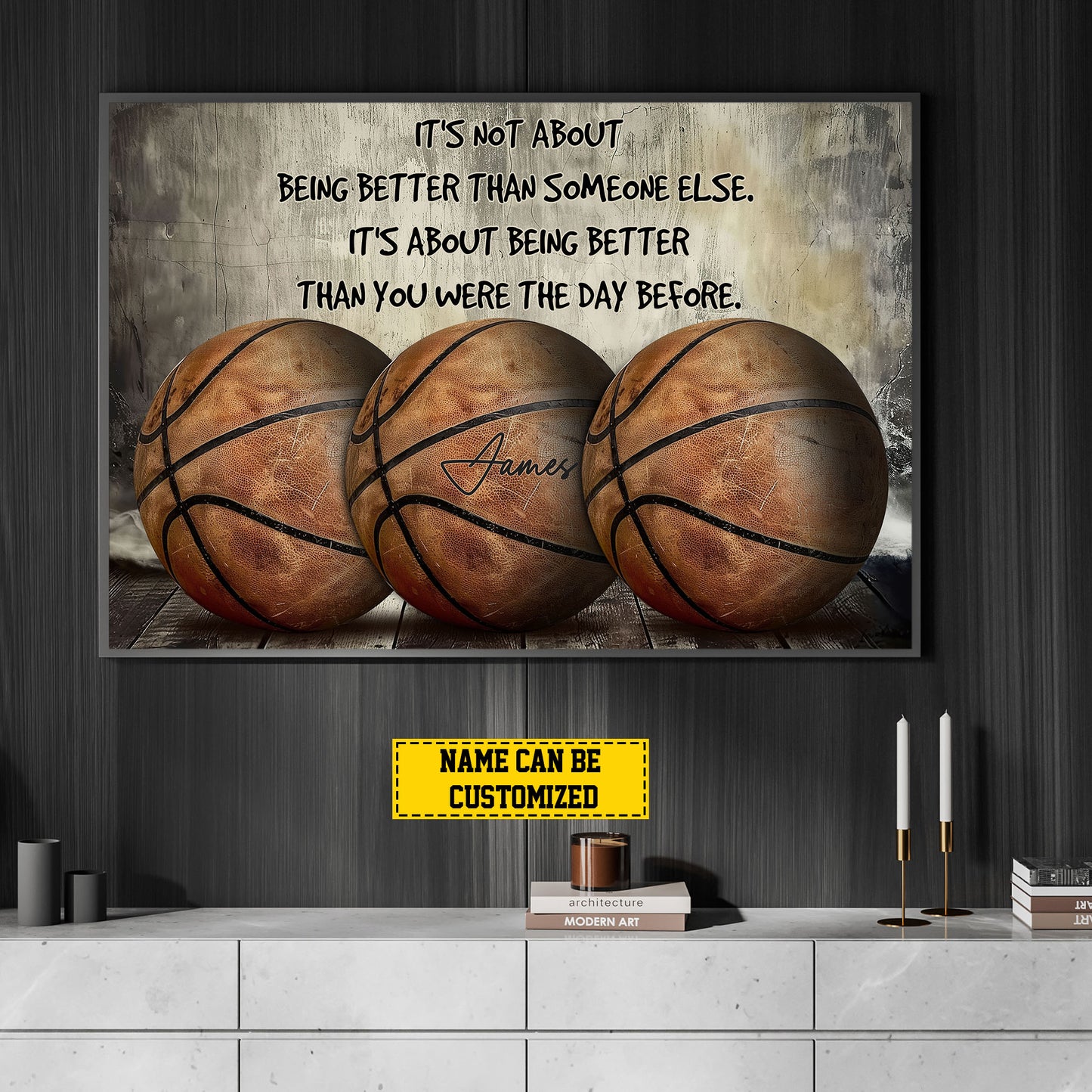 Personalized Basketball Canvas Painting, It's About Being Better Than, Sports Quotes Wall Art Decor, Poster Gift For Basketball Lovers, Basketball Players