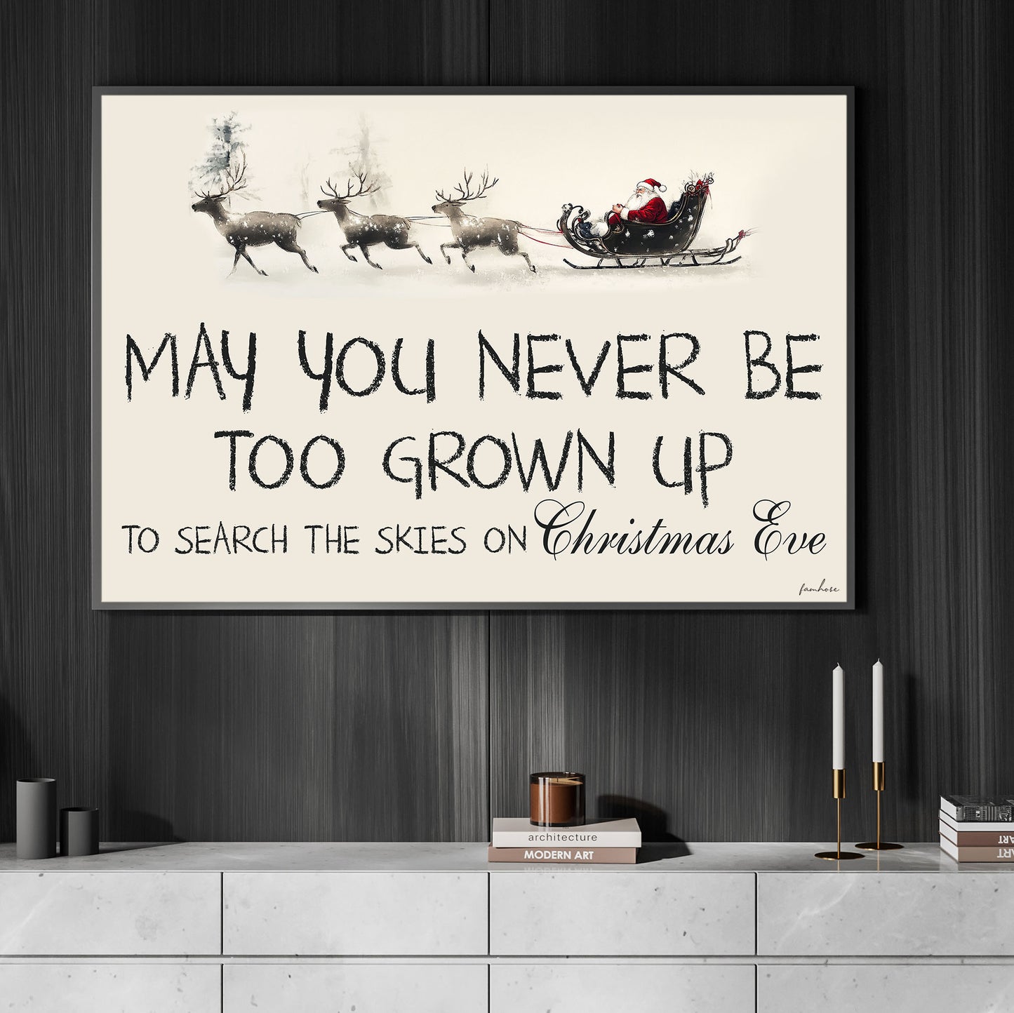 Christmas Canvas Painting, May You Never Be Too Grown Up, Christmas Wall Art Decor, Xmas Poster Gift