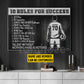 Motivational Personalized Soccer Man Canvas Painting, 10 Rules For Success Wall Art Decor, Poster Gift For Soccer Lovers