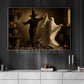 Halloween Witch & Ghost Canvas Painting, Witch And Ghost Are Dancing Spooky Season Wall Art Decor, Halloween Poster Gift