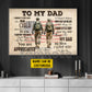 Personalized Army Dad Son Canvas Painting, To My Dad You Are Appreciated Wall Art Decor, Poster Father's Day Gift For Army Lovers