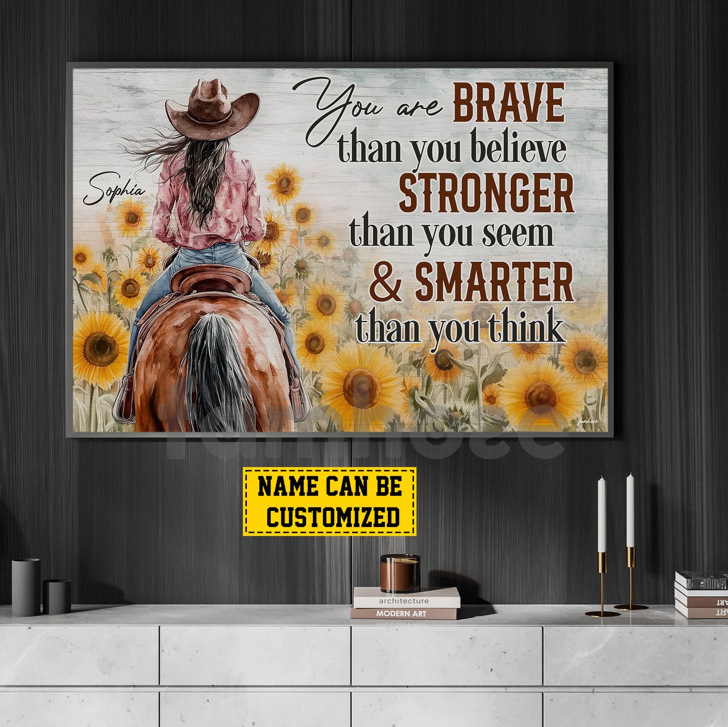 Motivational Personalized Cowgirl Canvas Painting, You Are Brave Wall Art Decor, Poster Gift For Cowgirl