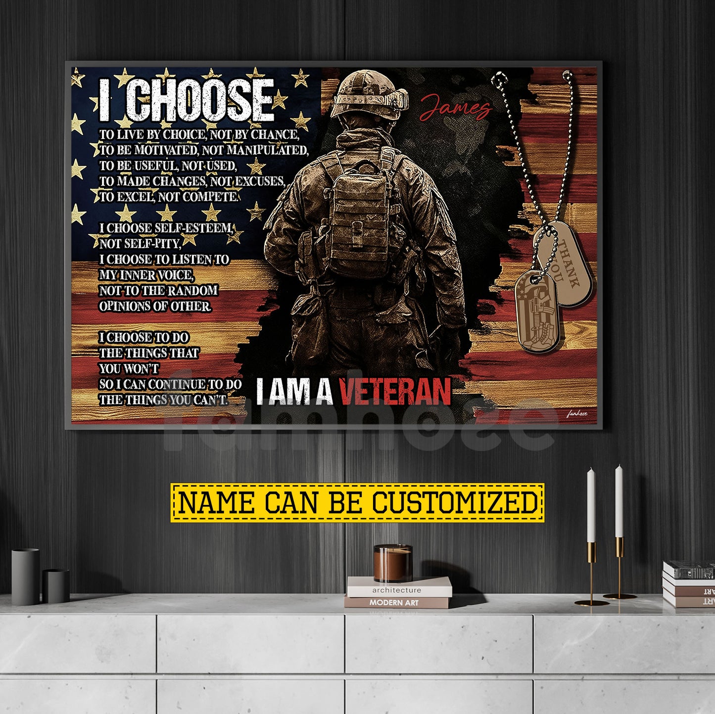 Personalized Veterans Canvas Painting, I Choose I'm A Veteran Wall Art Decor, Poster Gift For Former Soldiers