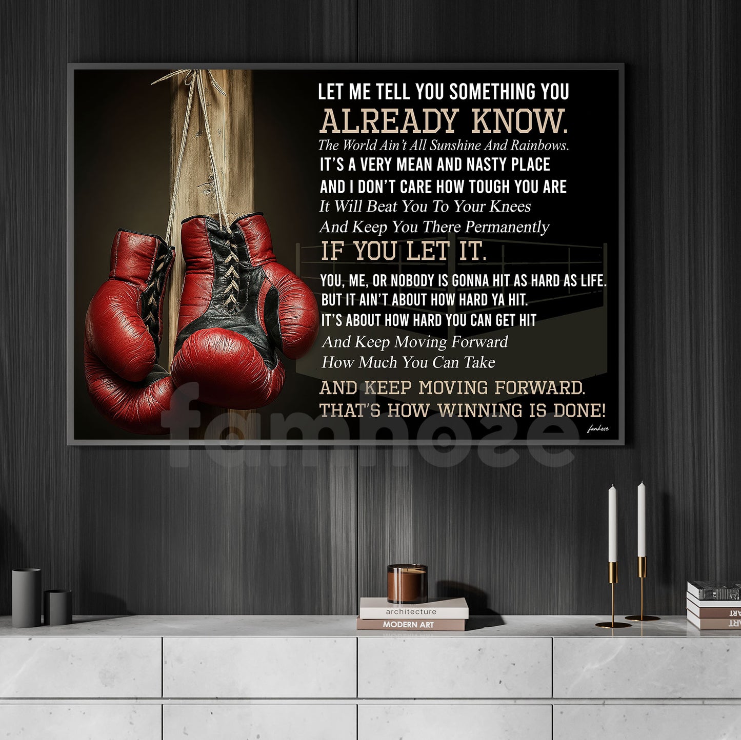Boxing Canvas Painting, Keep Moving Forward That's How Winning Is Done Sport Wall Art Decor, Poster Gift For Boxing Lover