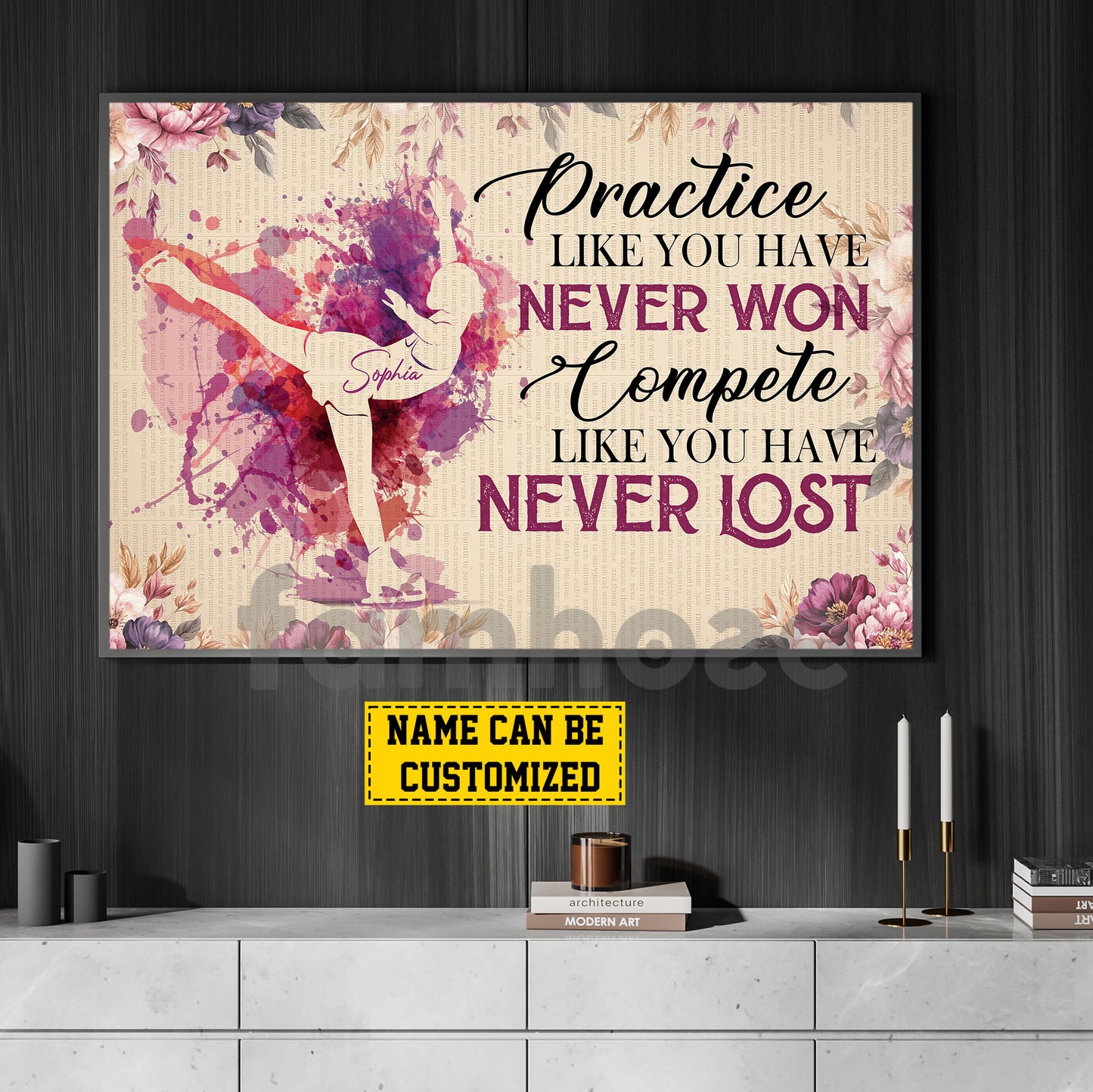 Motivational Personalized Ice Skating Girl Canvas Painting, Compete Like You Have Never Lost Sport Wall Art Decor, Poster Gift For Ice Skating Lovers
