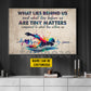 Motivational Personalized Swimming Man Canvas Painting, What Lies Behind Us Sport Wall Art Decor, Poster Gift For Swimming Lovers