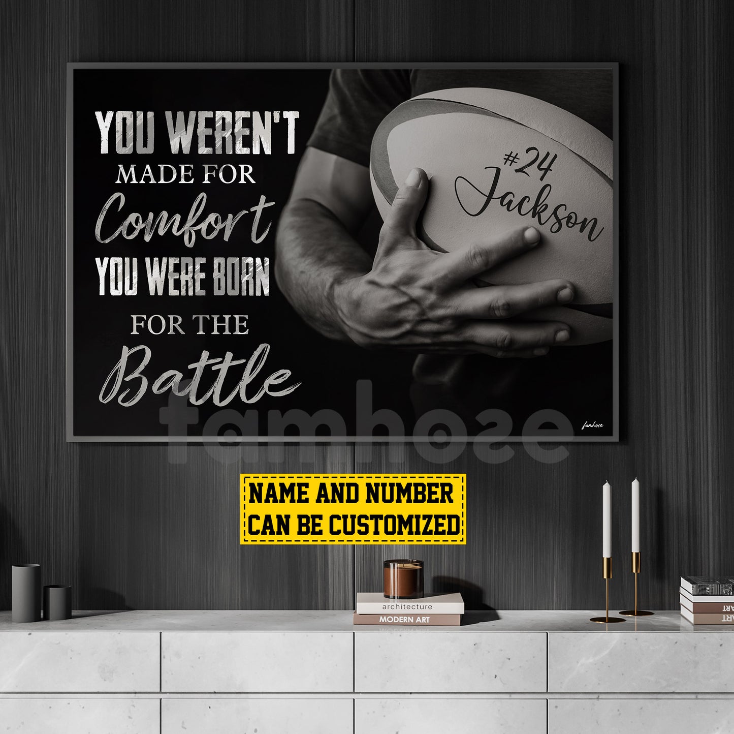 Motivational Personalized Rugby Man Canvas Painting, You Were Born For The Battle Wall Art Decor, Poster Gift For Rugby Lovers