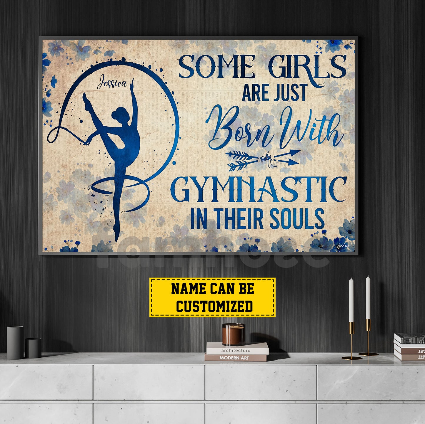 Personalized Gymnastic Woman Canvas Painting, Some Girls Are Just Born With Gymnastic In Their Souls Wall Art Decor, Poster Gift For Gymnastics Lovers