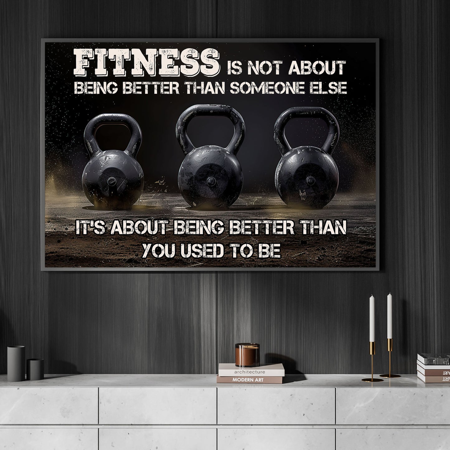 Gym Canvas Painting, Fitness Is Not About Being Better Than Someone Else, Motivational Fitness Quotes Wall Art Decor, Ideal Poster Gift For Sports Enthusiasts