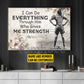 Personalized Soccer Girl Canvas Painting, I Can Do Everything Through Him Who Gives Me Strength Sport Wall Art Decor, Poster Gift For Soccer Lovers, Soccer Players