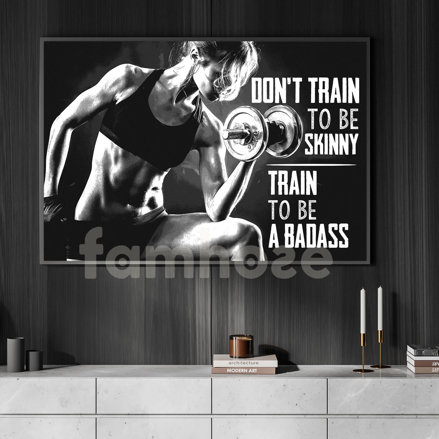 Don't Train To Be Skinny Train To Be A Badass, Motivational Wall Art Decor, Inspirational Sports Canvas Painting, Poster Gift For Gym Lovers