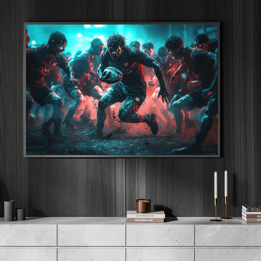 Undead Scrum, Rugby Canvas Painting, Spooky Season Wall Art Decor, Halloween Poster Gift For Rugby Lovers