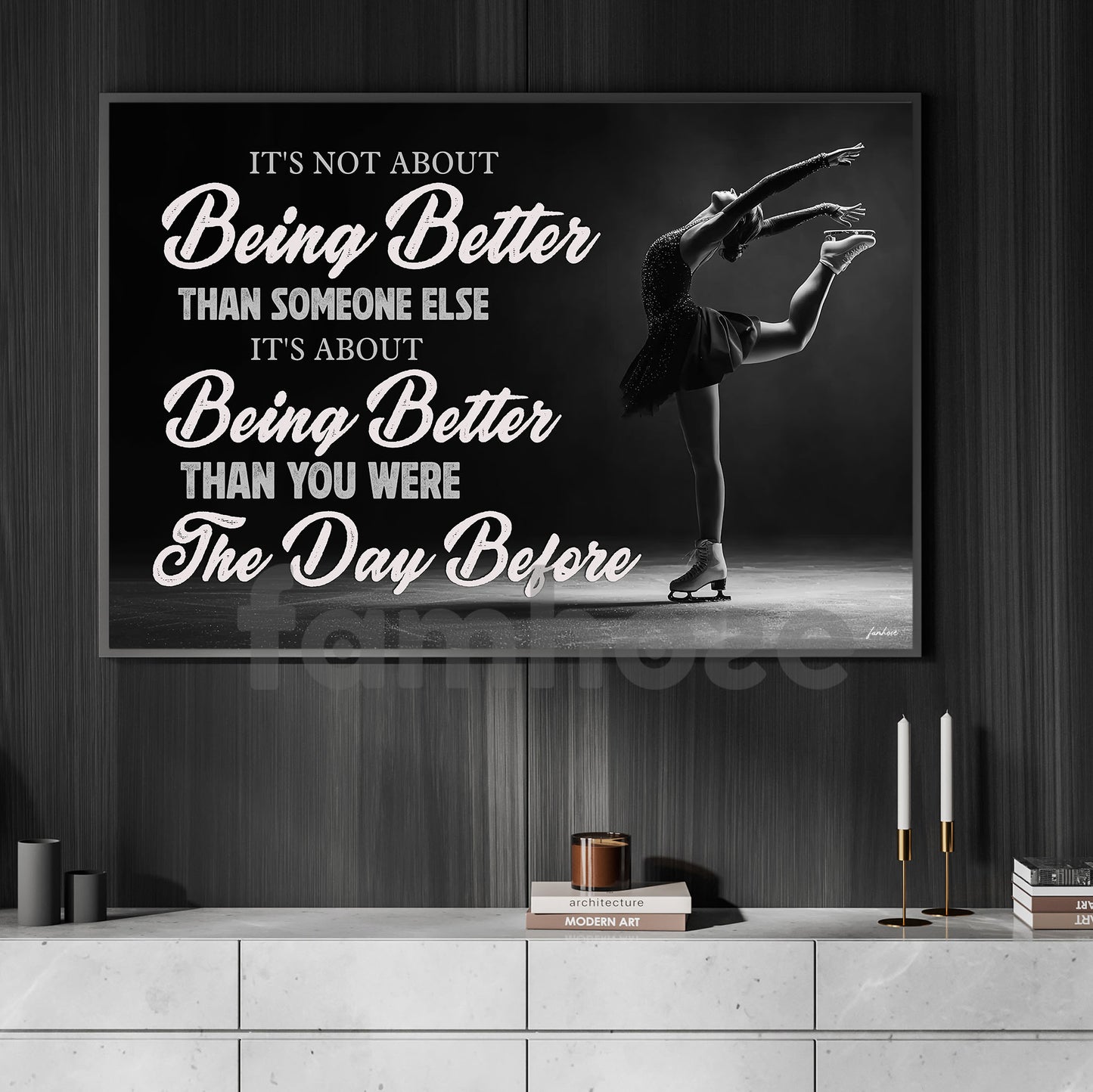 Motivational Ice Skating Girl Canvas Painting, It's About Being Better Wall Art Decor, Poster Gift For Ice Skating Lovers
